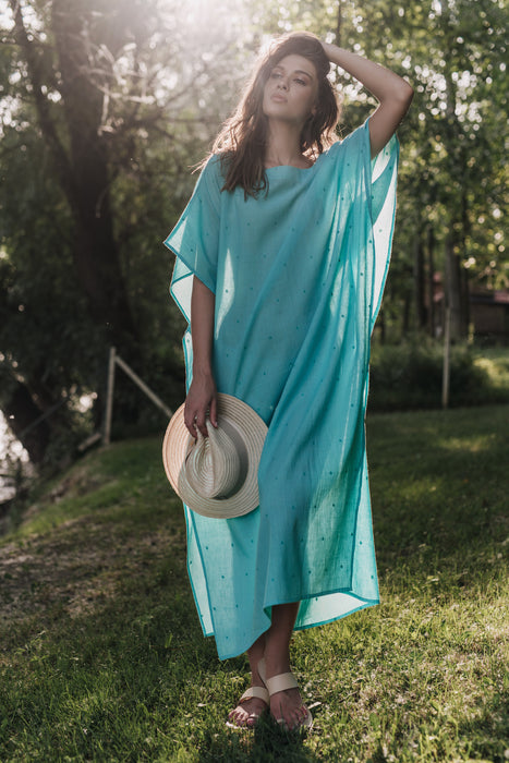 Elektra Kaftan - Aqua Jamdani