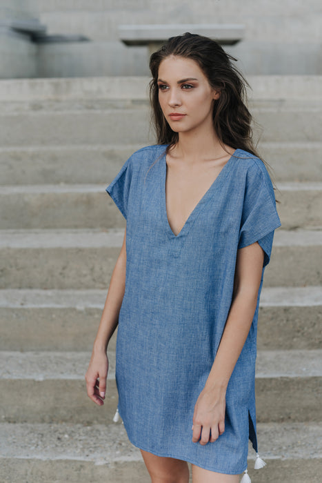 Harmonia Short Kaftan - Ocean Weave