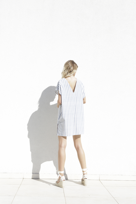 Harmonia Short Kaftan - French Stripe